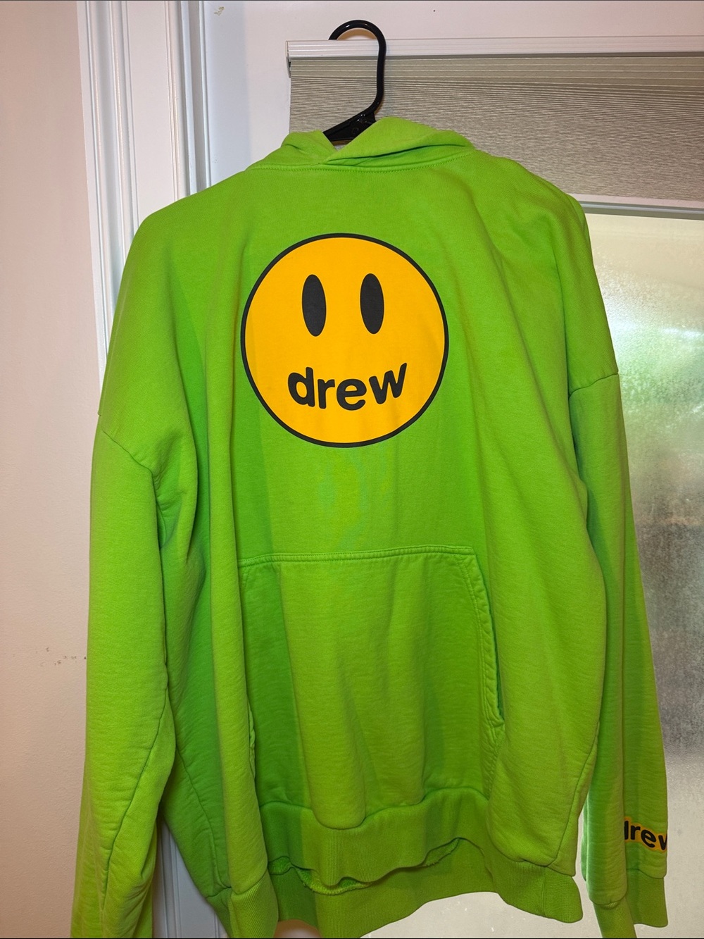DREW Kids Neon Green Hoodie with Yellow Smiley Logo